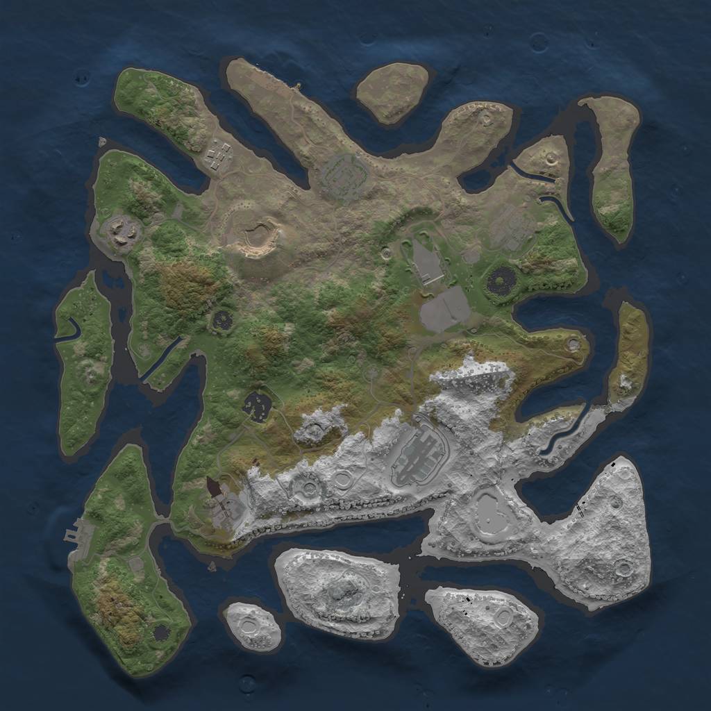 Rust Map: Procedural Map, Size: 3700, Seed: 9677111, 17 Monuments
