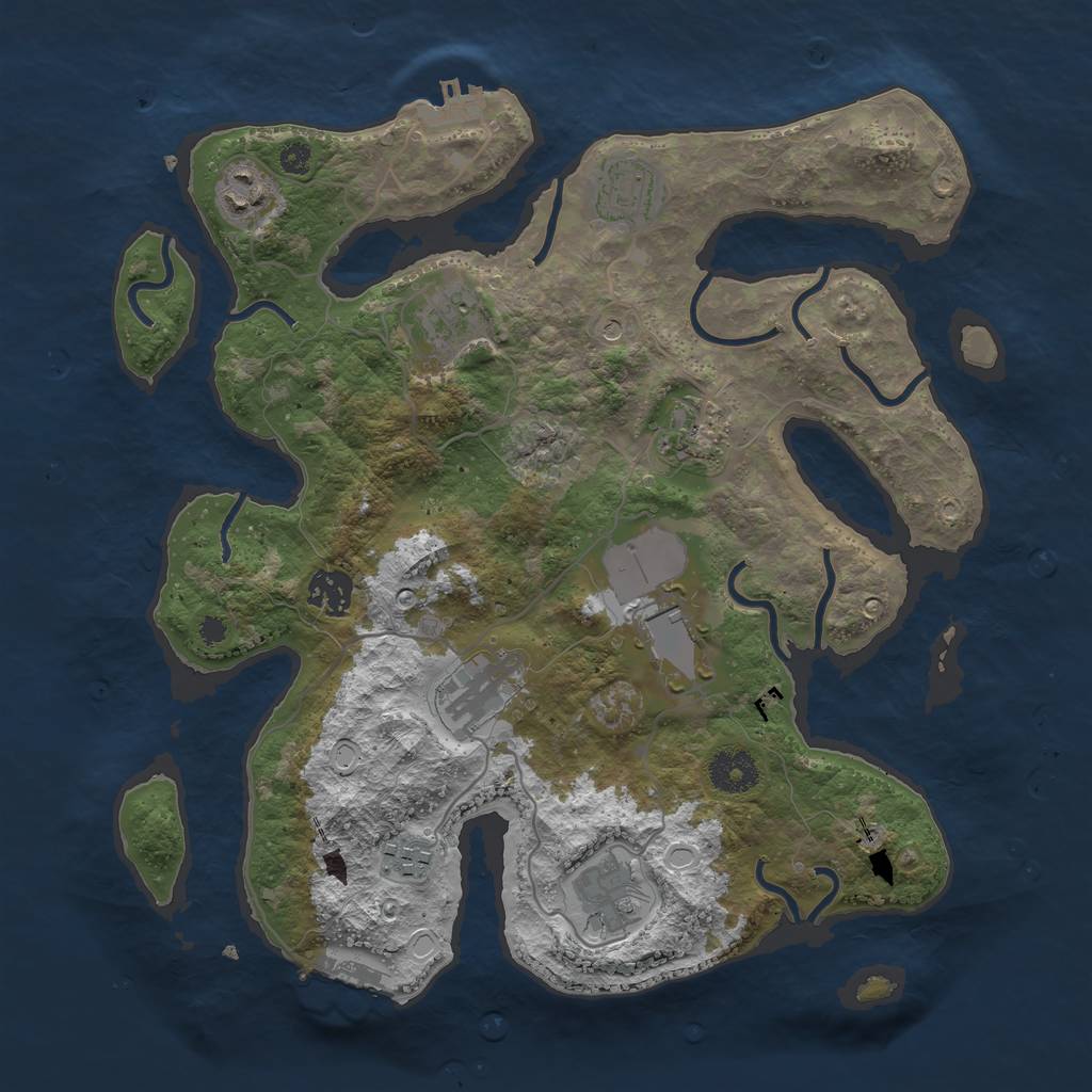 Rust Map: Procedural Map, Size: 3500, Seed: 788829127, 17 Monuments