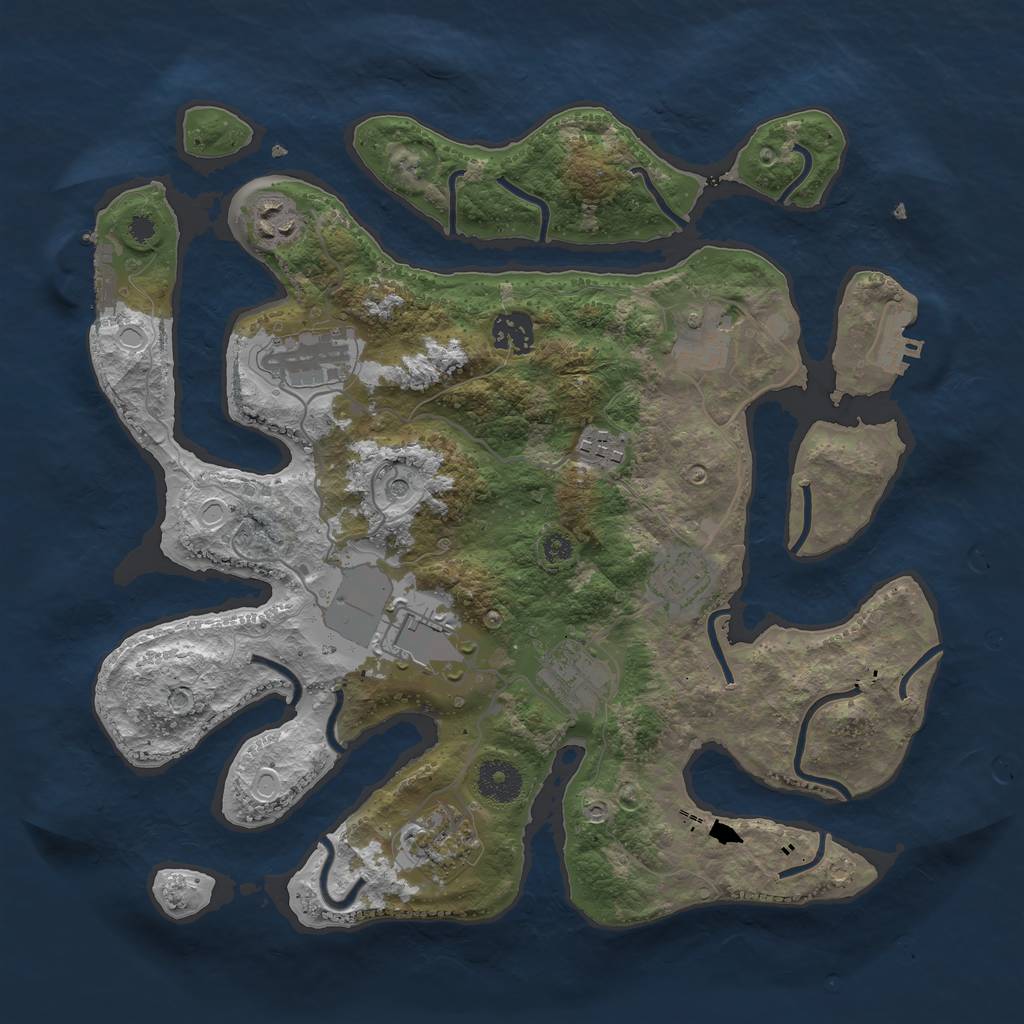 Rust Map: Procedural Map, Size: 3500, Seed: 397737100, 17 Monuments