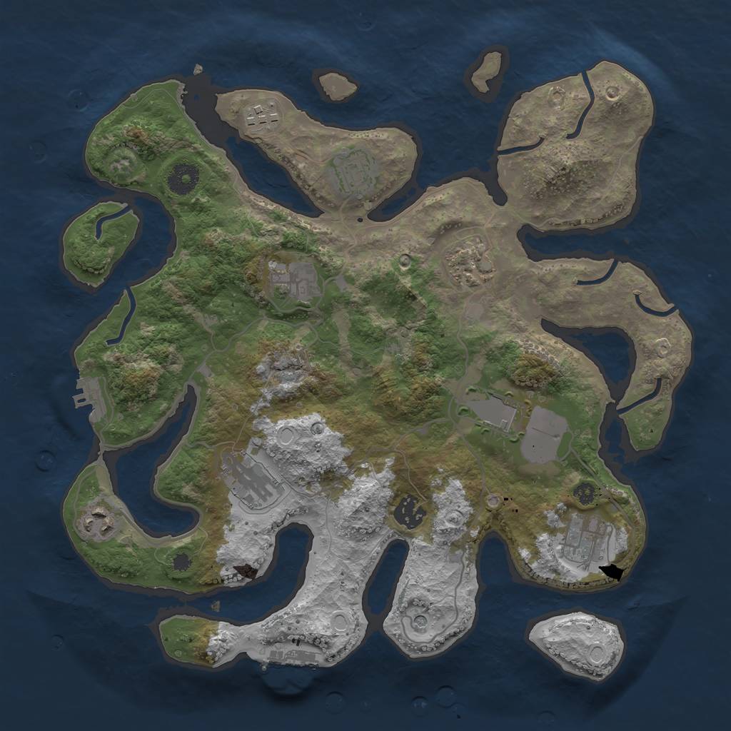 Rust Map: Procedural Map, Size: 3500, Seed: 1521723481, 17 Monuments