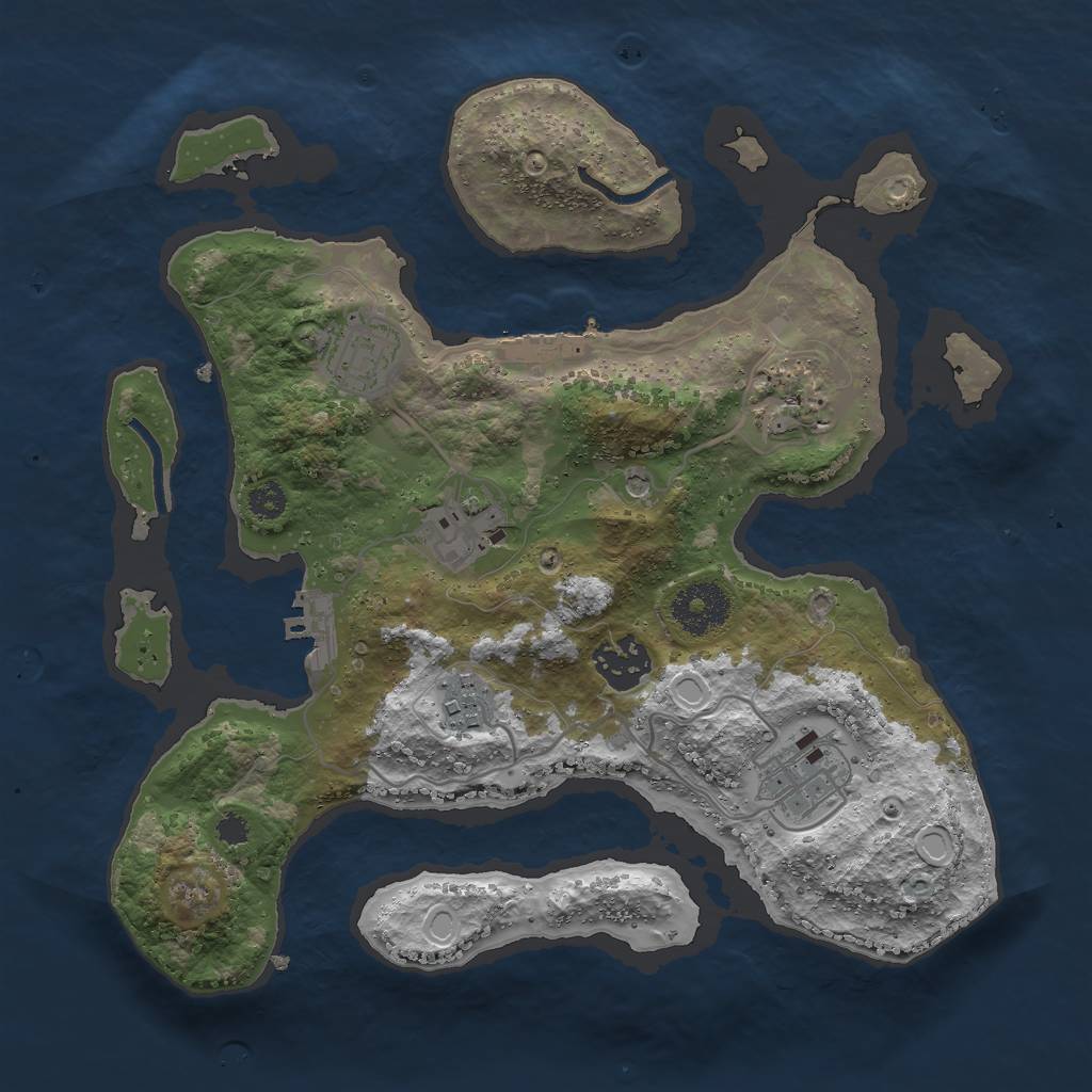 Rust Map: Procedural Map, Size: 3000, Seed: 65549, 14 Monuments