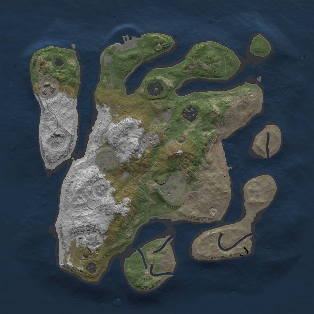 Rust Map: Procedural Map, Size: 3100, Seed: 1933349115, 14 Monuments