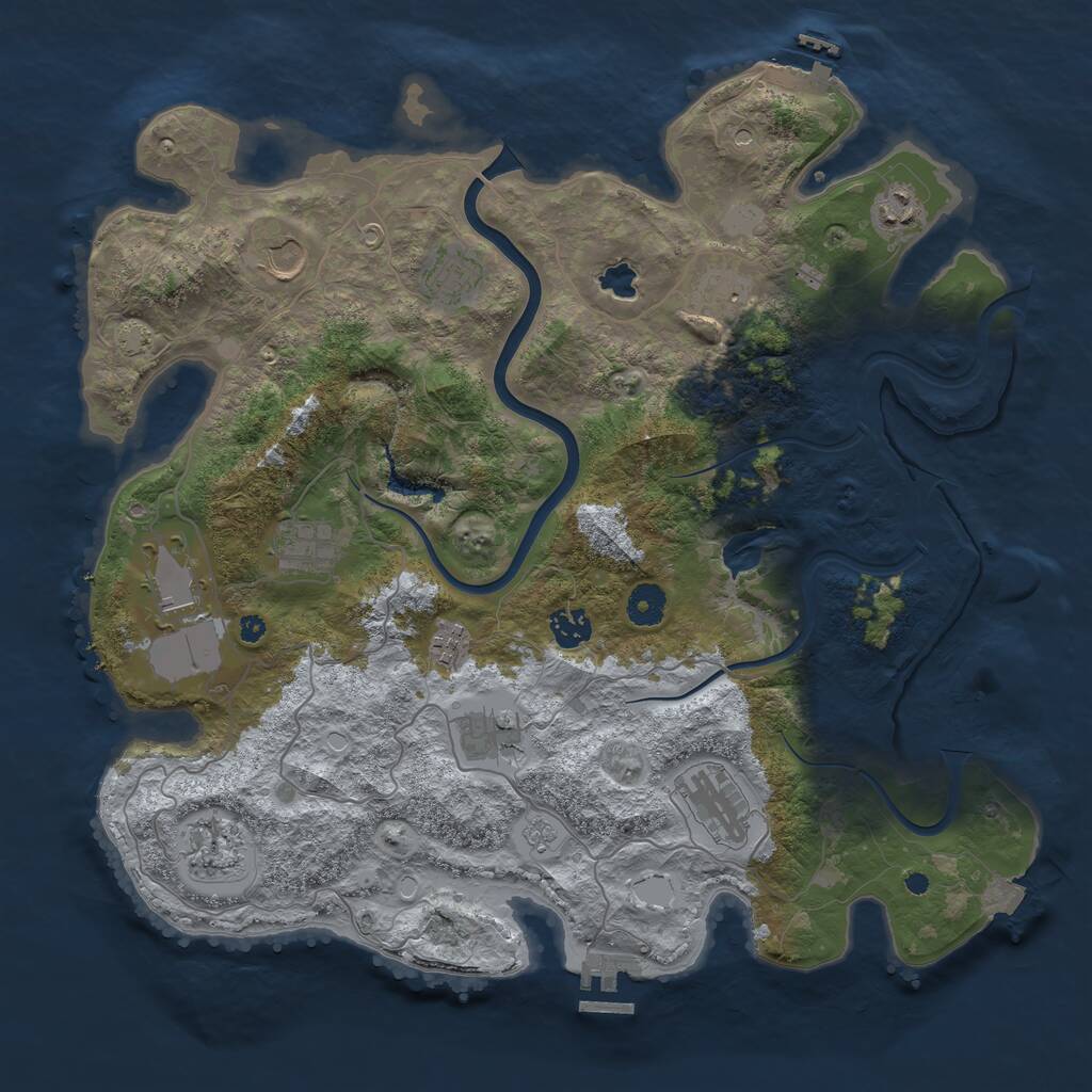 Rust Map: Procedural Map, Size: 4000, Seed: 1020021099, 17 Monuments