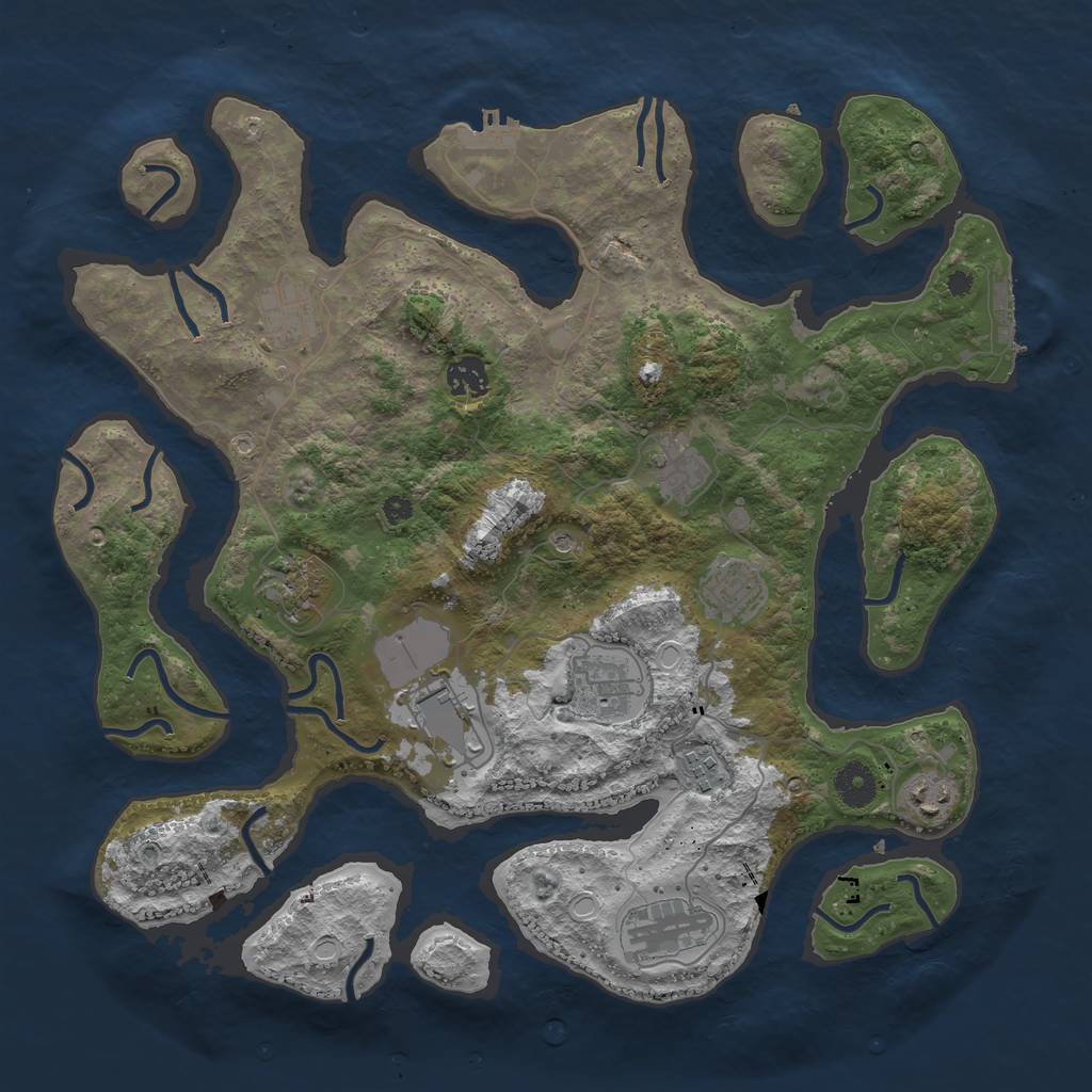 Rust Map: Procedural Map, Size: 3850, Seed: 1950103233, 18 Monuments