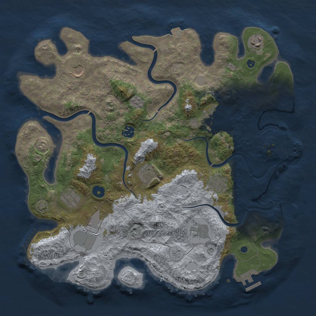 Rust Map: Procedural Map, Size: 3850, Seed: 1950103233, 16 Monuments