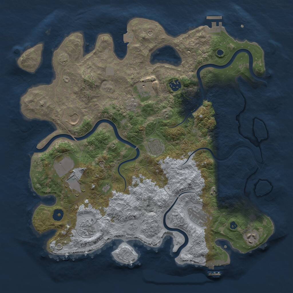 Rust Map: Procedural Map, Size: 3850, Seed: 592247542, 15 Monuments