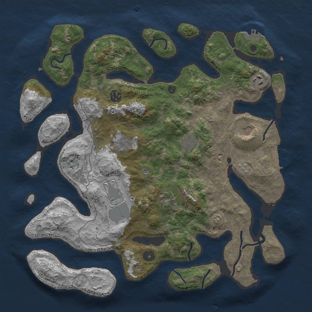 Rust Map: Procedural Map, Size: 4000, Seed: 1869343401, 16 Monuments