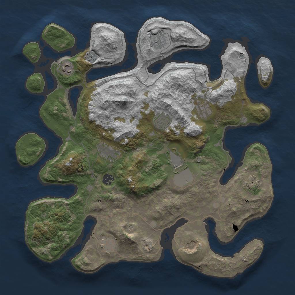 Rust Map: Barren, Size: 4000, Seed: 512679285, 14 Monuments