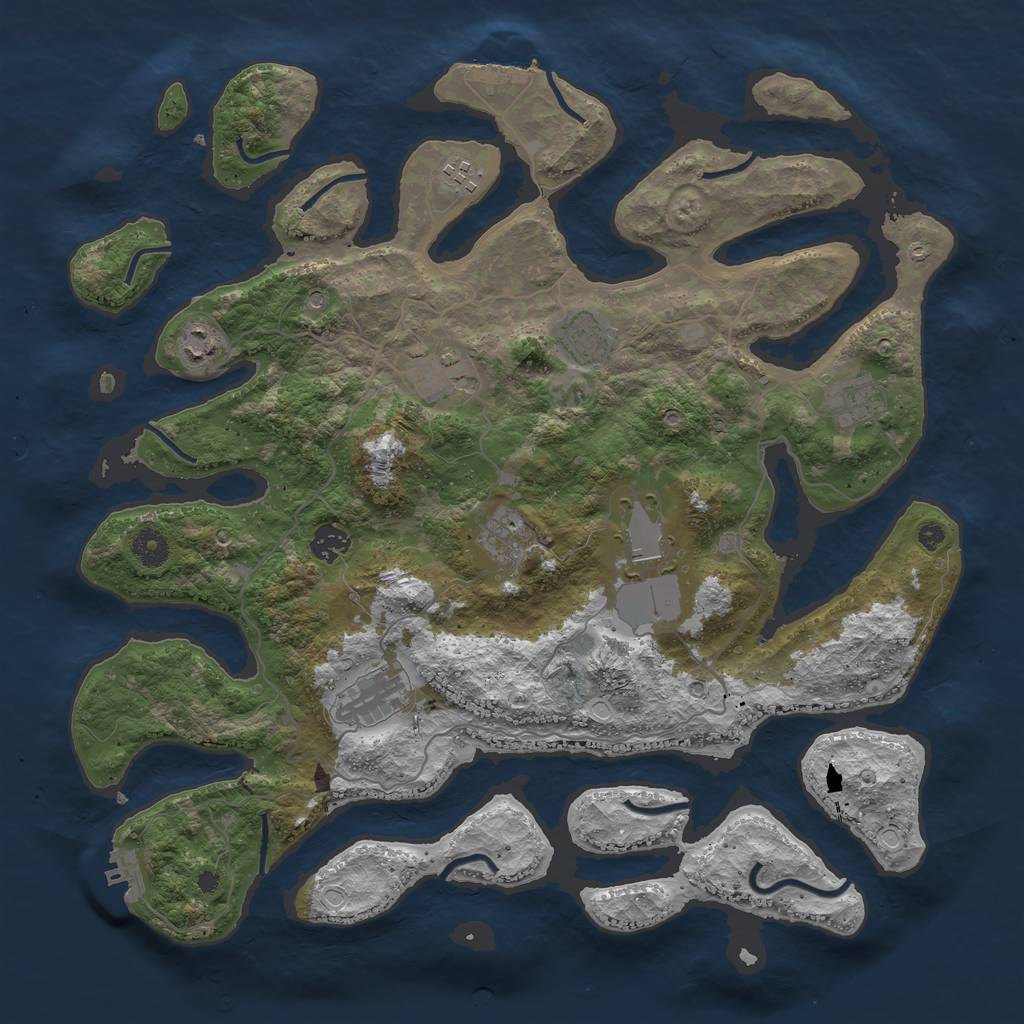 Rust Map: Procedural Map, Size: 4100, Seed: 767495281, 17 Monuments