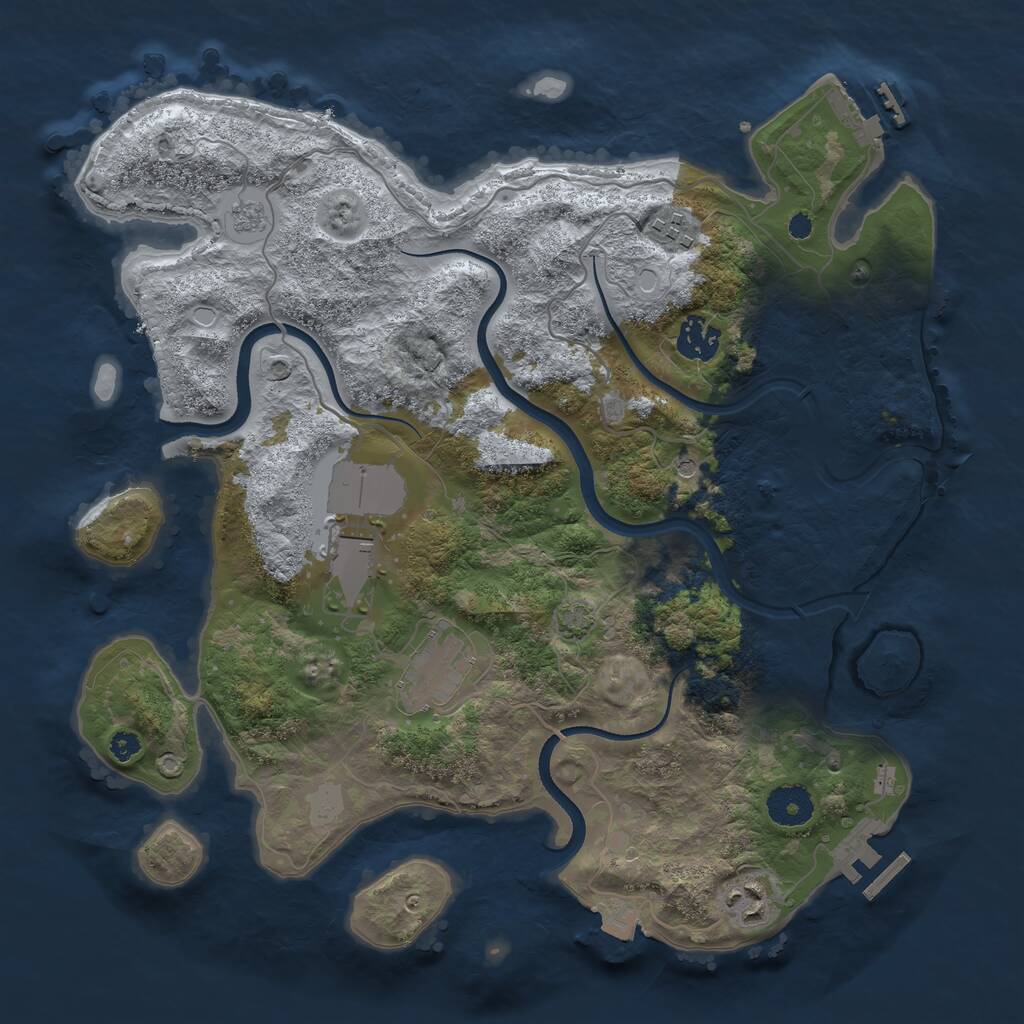 Rust Map: Procedural Map, Size: 3500, Seed: 10051, 11 Monuments