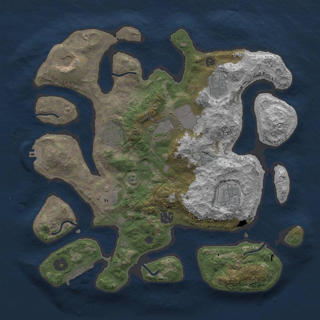 Rust Map: Procedural Map, Size: 3500, Seed: 690318623, 14 Monuments