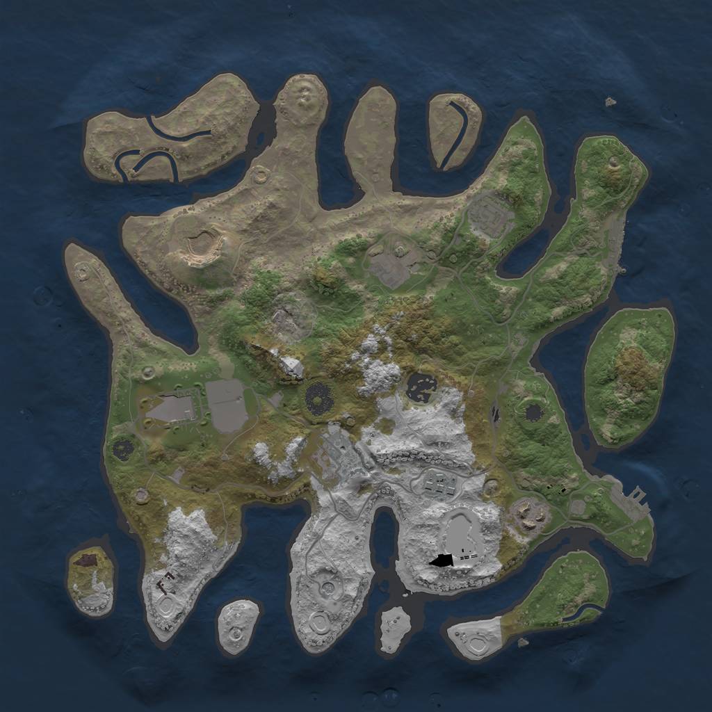 Rust Map: Procedural Map, Size: 3500, Seed: 609591128, 16 Monuments