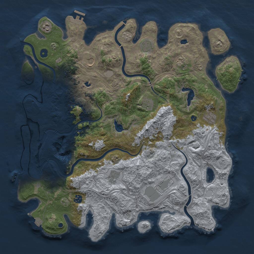 Rust Map: Procedural Map, Size: 4500, Seed: 392393693, 16 Monuments