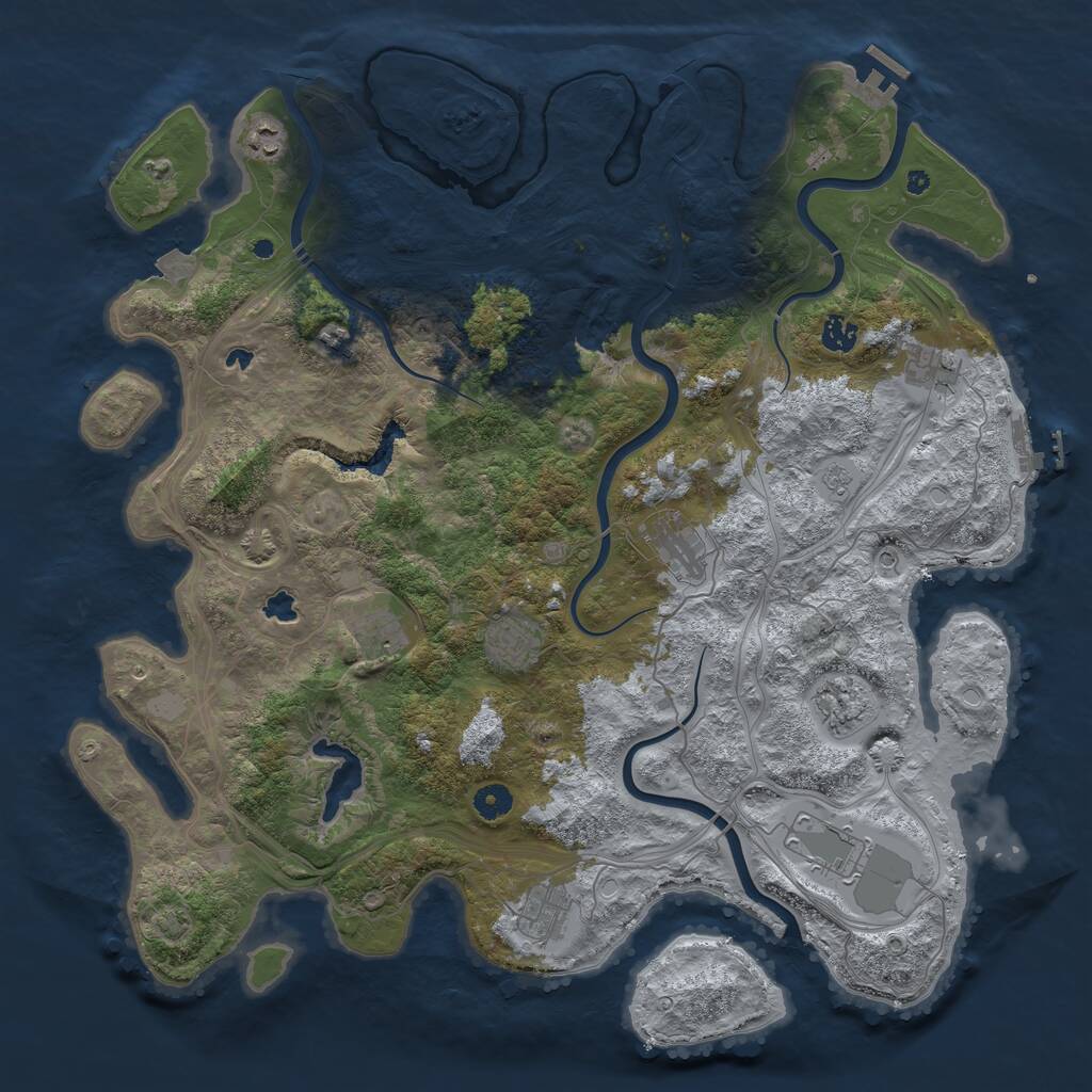 Rust Map: Procedural Map, Size: 4500, Seed: 744351040, 16 Monuments