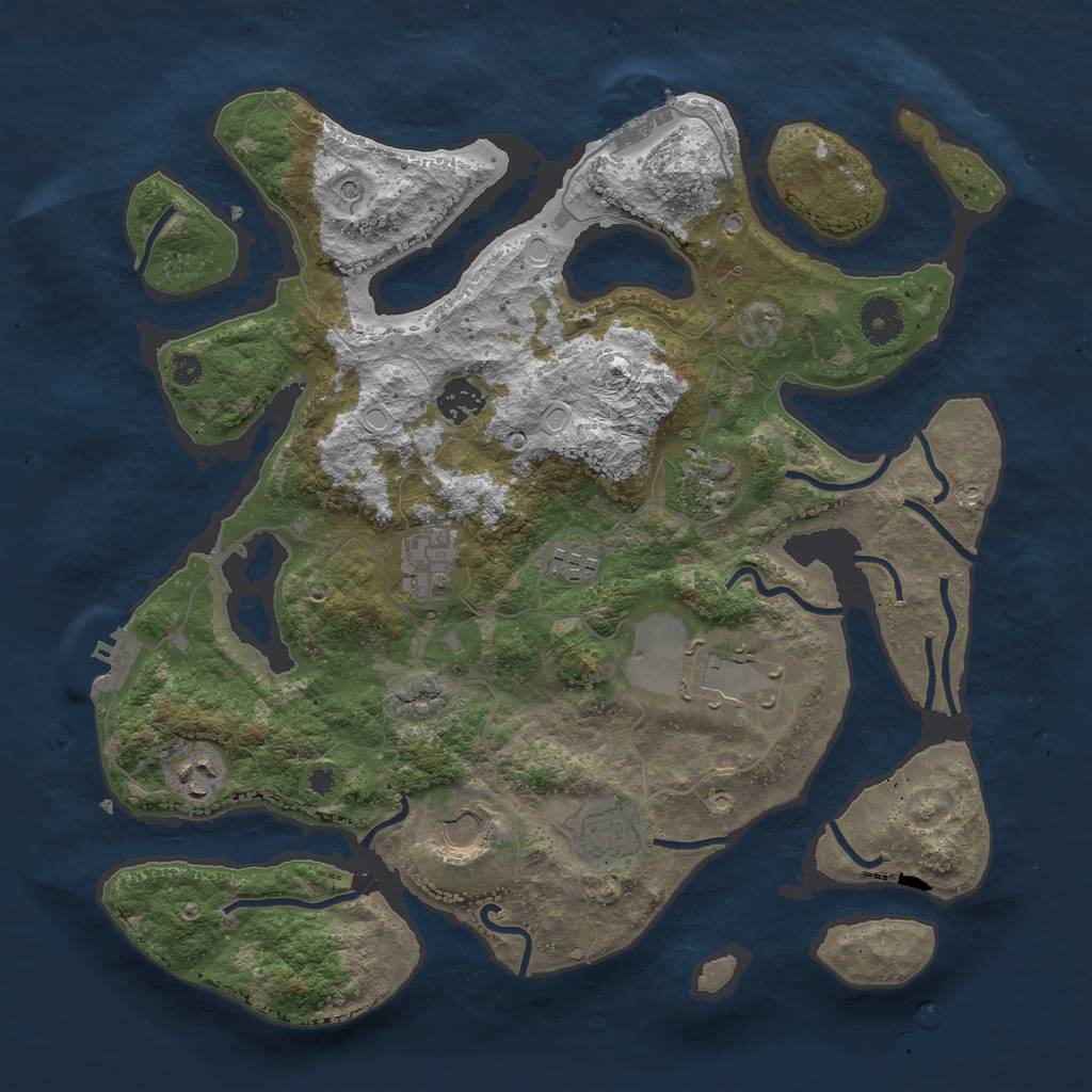Rust Map: Procedural Map, Size: 3700, Seed: 114364929, 16 Monuments