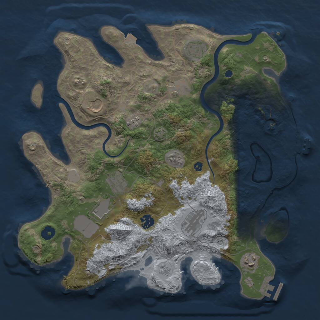 Rust Map: Procedural Map, Size: 3500, Seed: 608955731, 15 Monuments