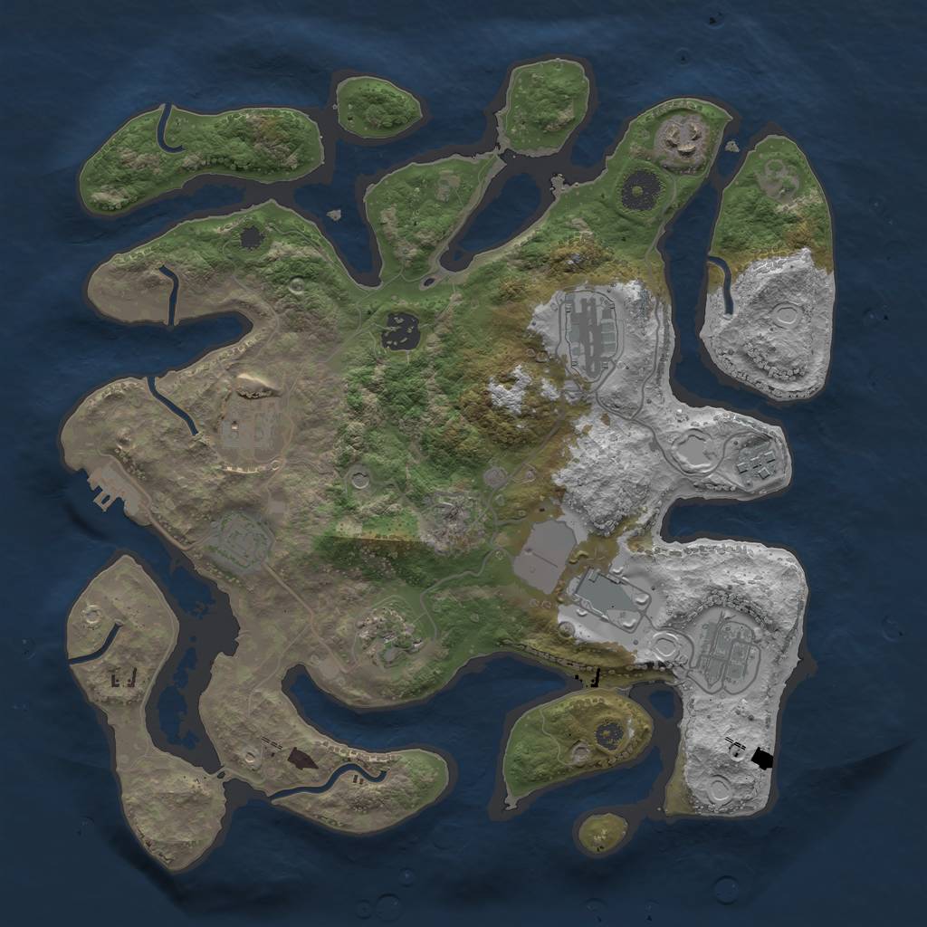 Rust Map: Procedural Map, Size: 3500, Seed: 3061340, 16 Monuments