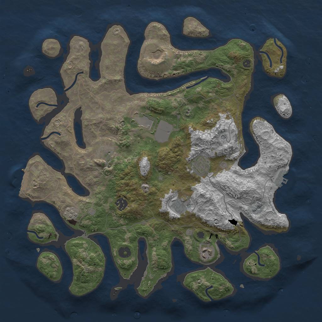 Rust Map: Procedural Map, Size: 4000, Seed: 7264869, 16 Monuments