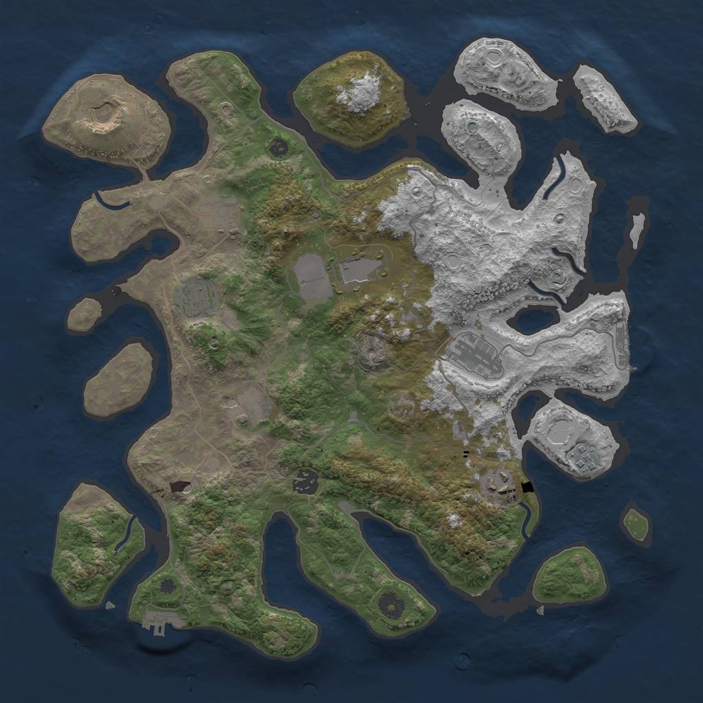 Rust Map: Procedural Map, Size: 4000, Seed: 2042101823, 17 Monuments