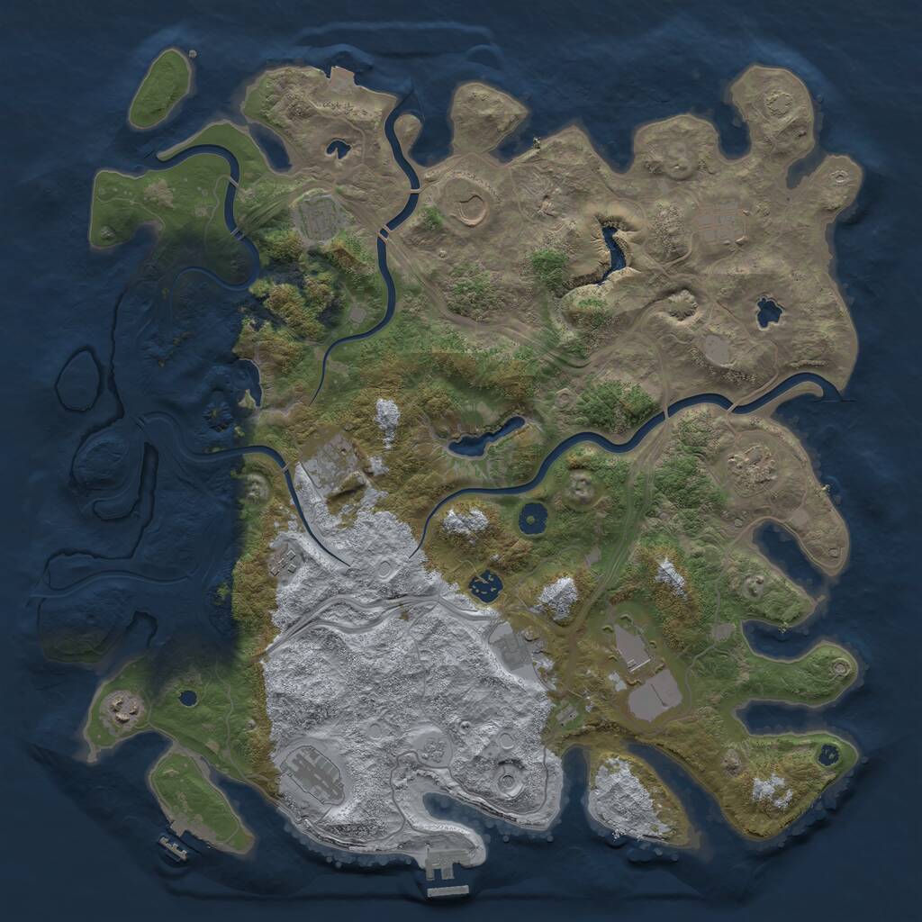 Rust Map: Procedural Map, Size: 4500, Seed: 895596267, 17 Monuments