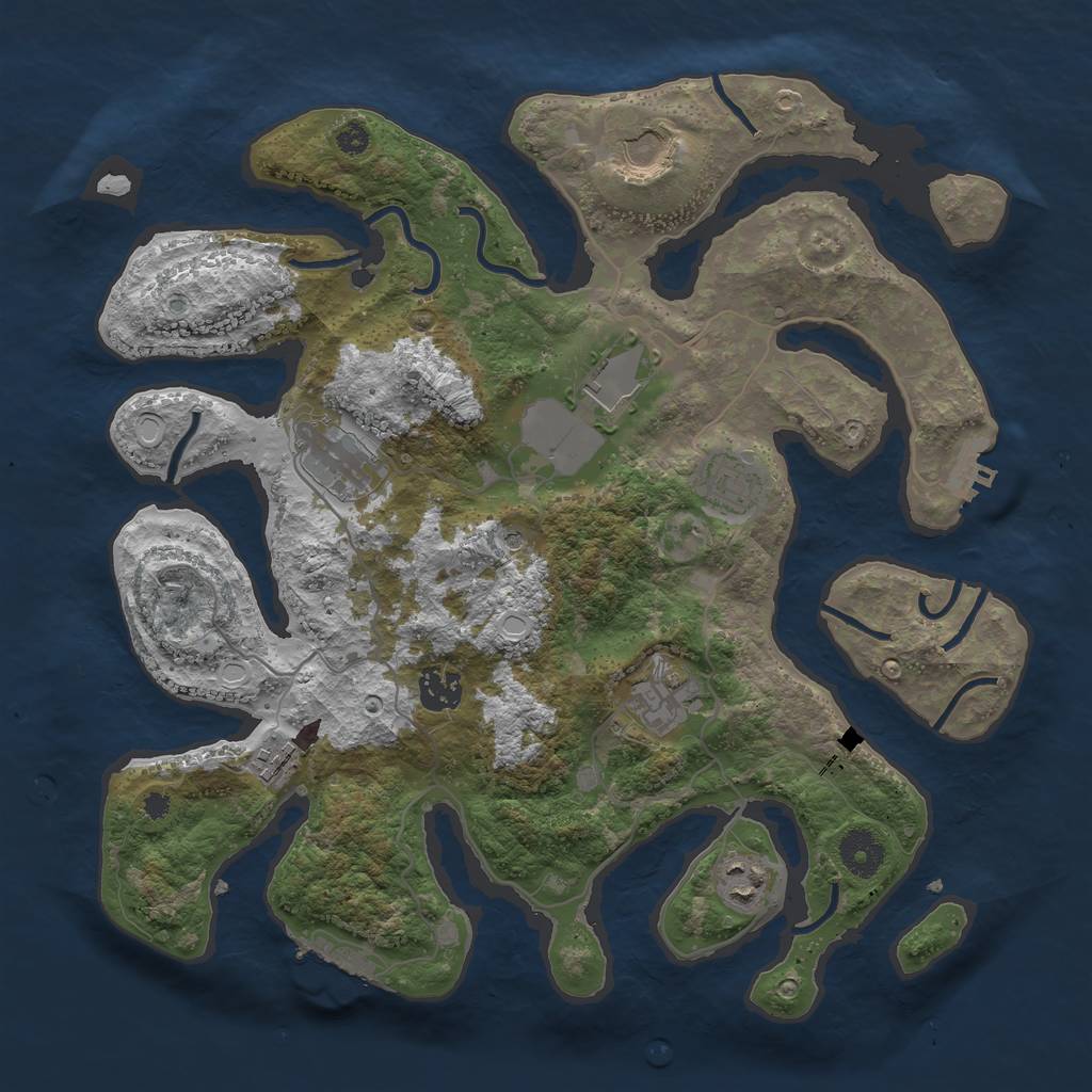 Rust Map: Procedural Map, Size: 3600, Seed: 177924011, 16 Monuments