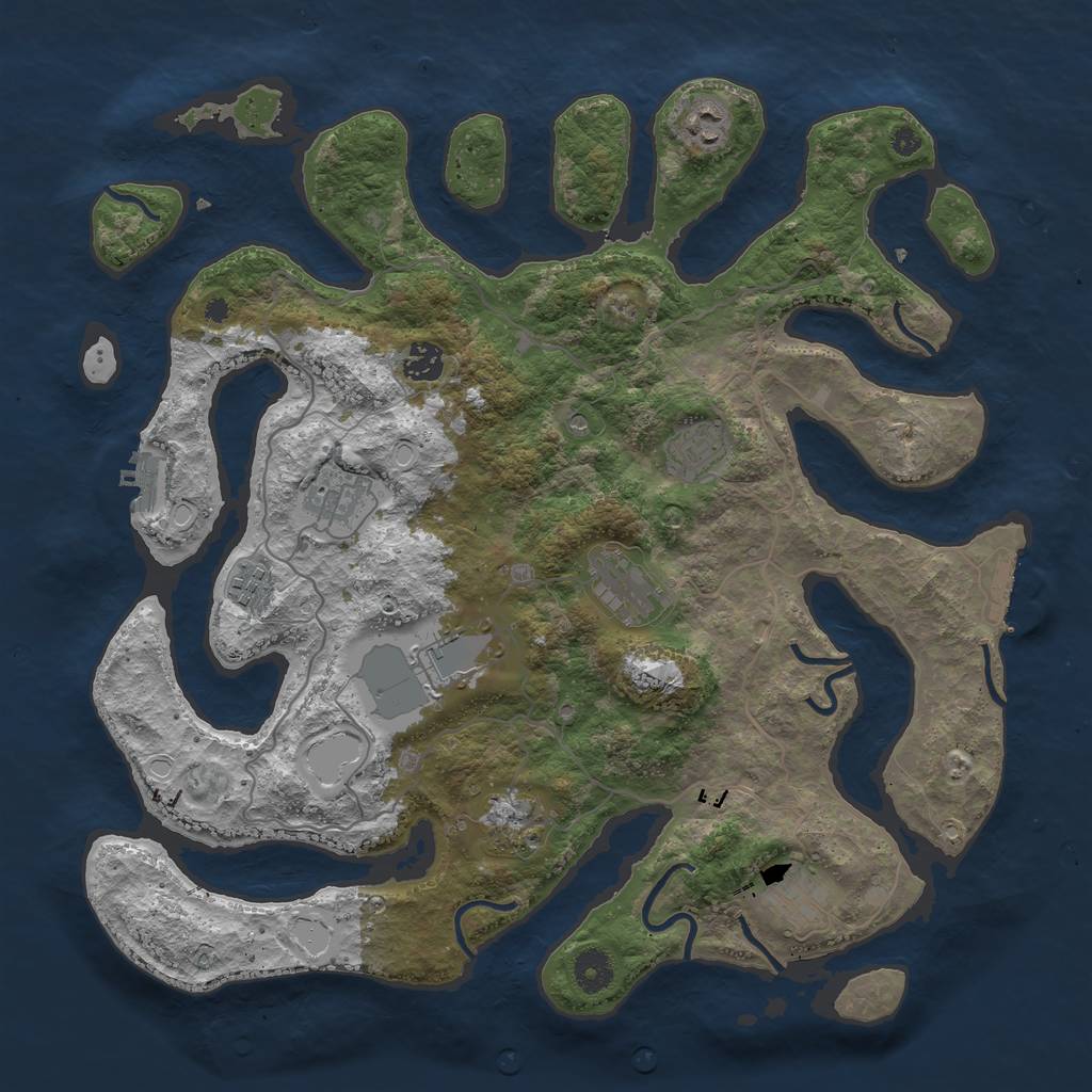 Rust Map: Procedural Map, Size: 4000, Seed: 464615, 17 Monuments