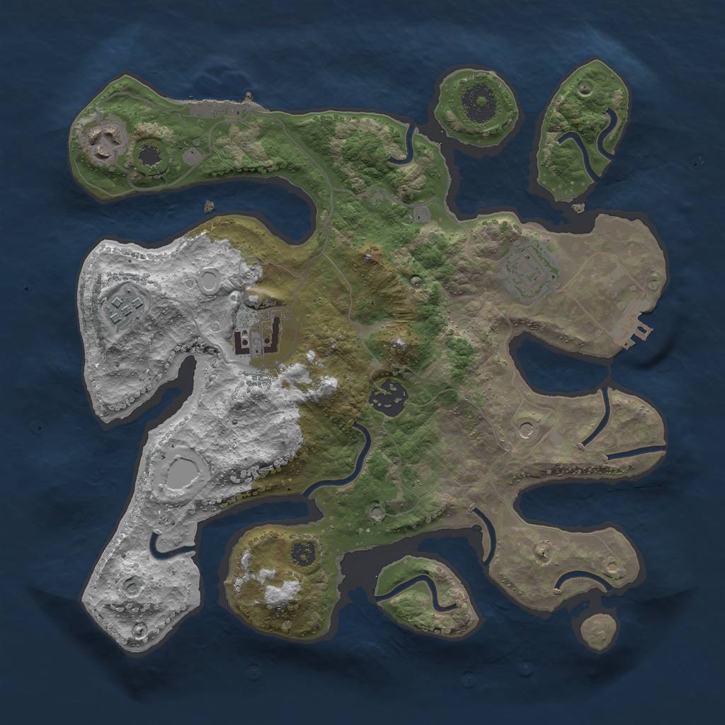 Rust Map: Procedural Map, Size: 3000, Seed: 56817, 13 Monuments