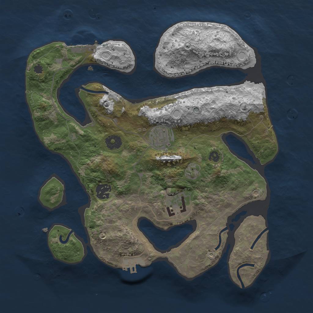 Rust Map: Procedural Map, Size: 3000, Seed: 176311, 10 Monuments