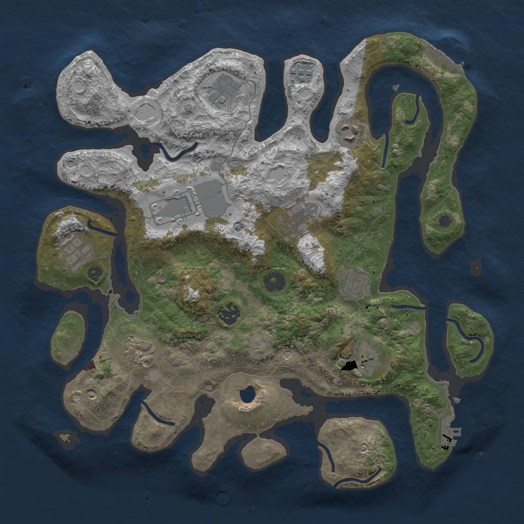 Rust Map: Procedural Map, Size: 3700, Seed: 1241845859, 19 Monuments