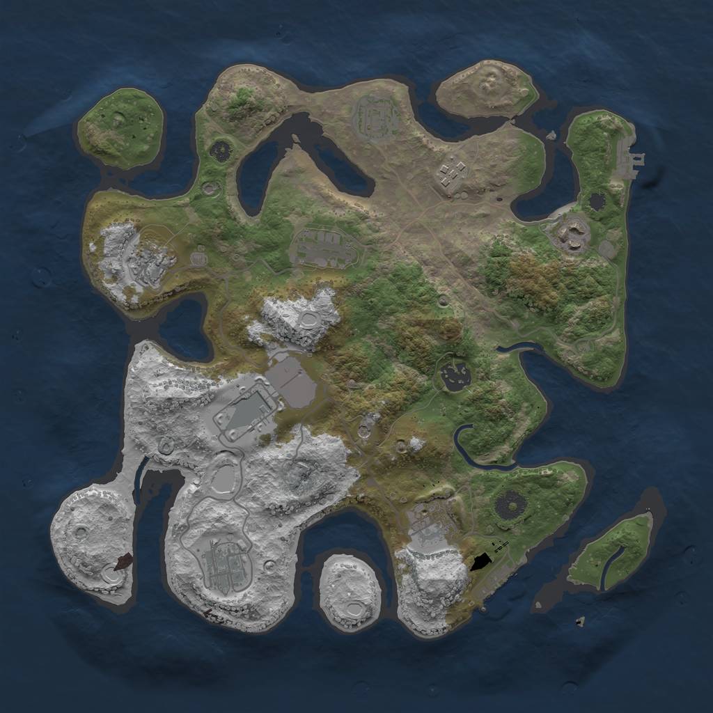 Rust Map: Procedural Map, Size: 3600, Seed: 1050, 17 Monuments