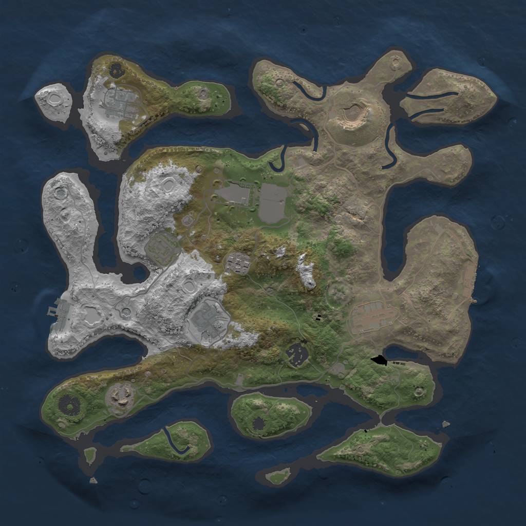 Rust Map: Procedural Map, Size: 3600, Seed: 2094502219, 17 Monuments