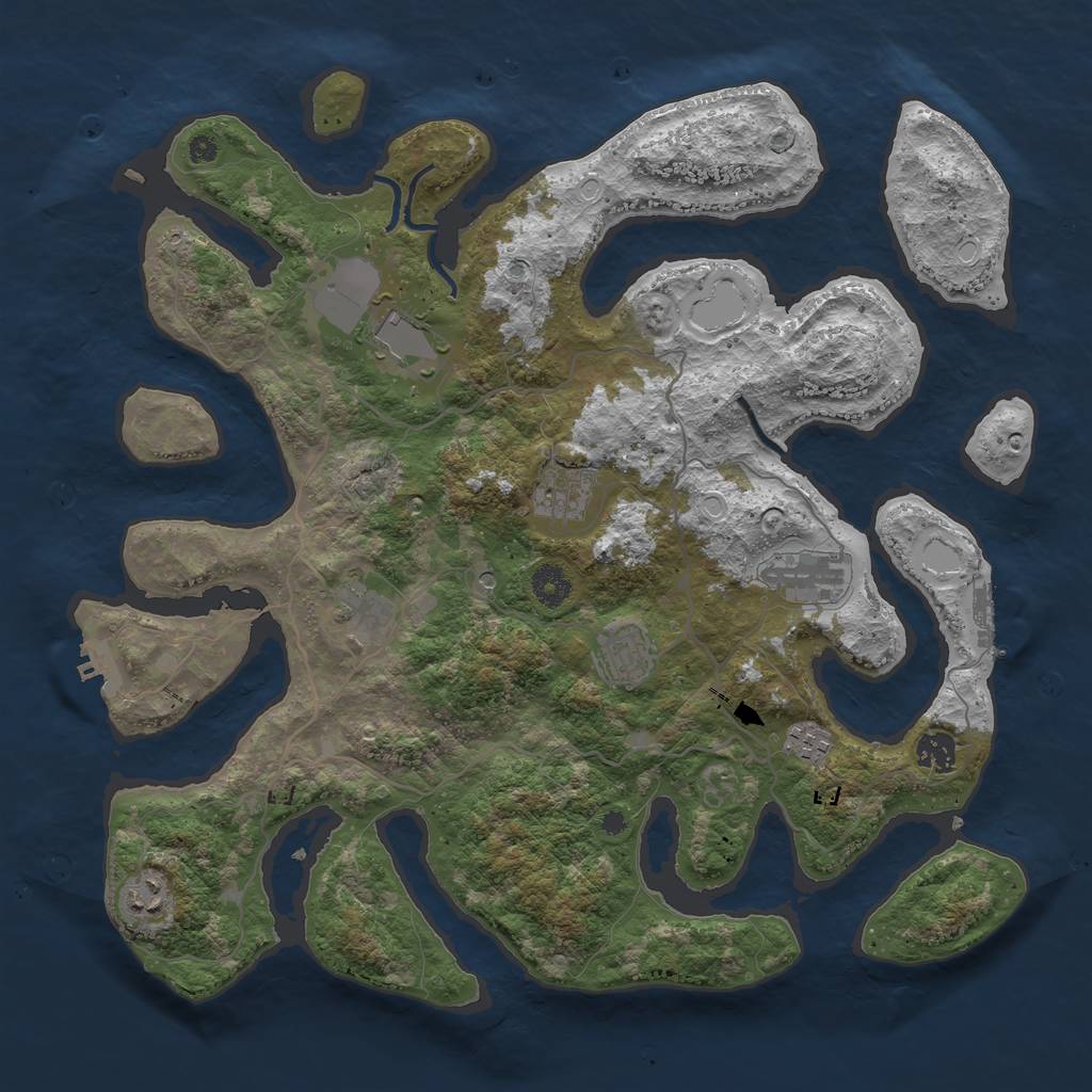 Rust Map: Procedural Map, Size: 4000, Seed: 40004, 16 Monuments