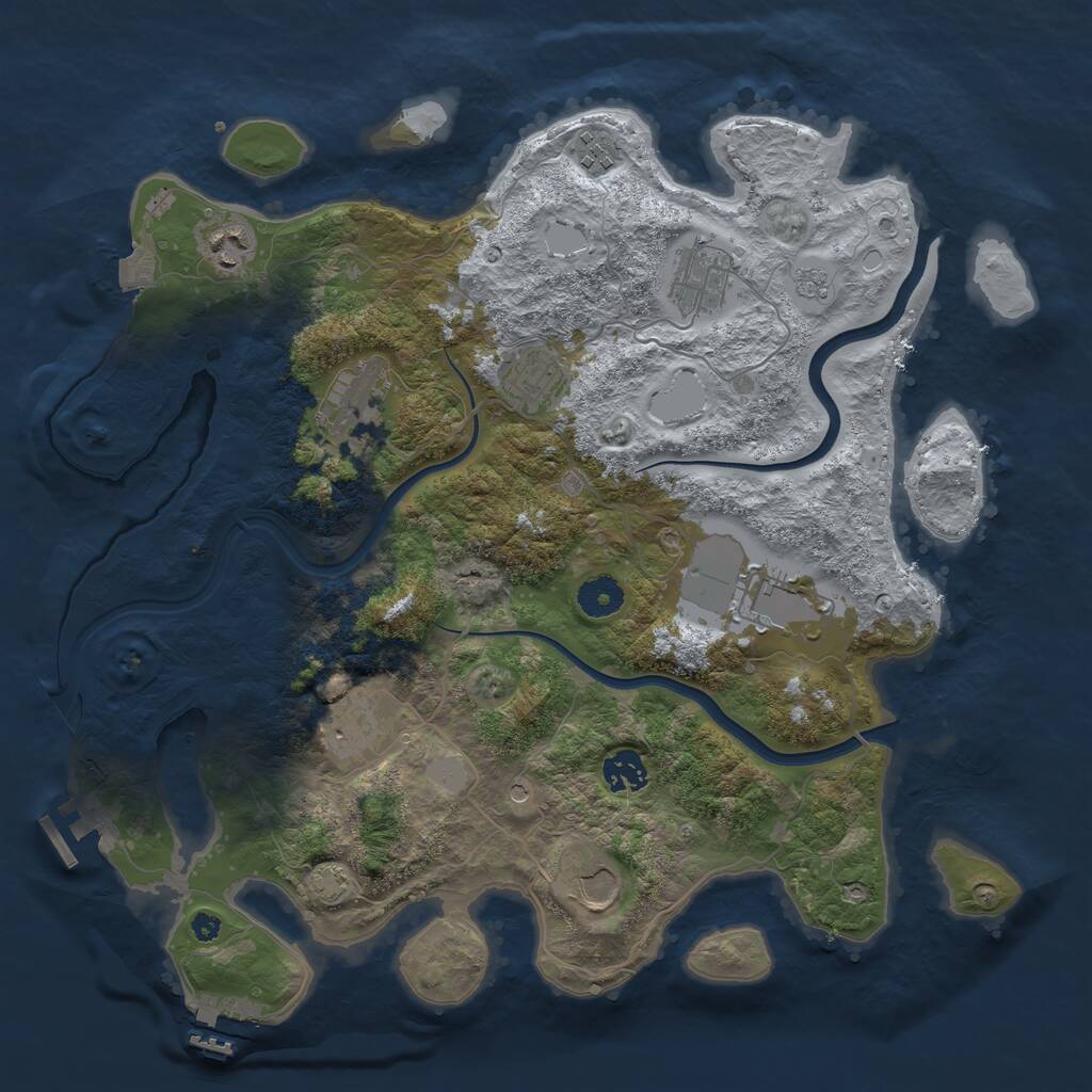 Rust Map: Procedural Map, Size: 3800, Seed: 1736992190, 15 Monuments