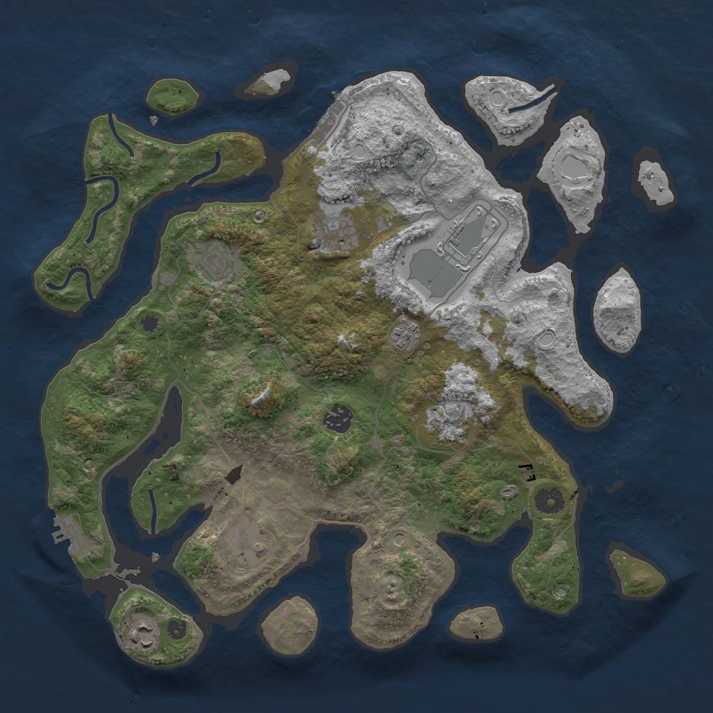 Rust Map: Procedural Map, Size: 3800, Seed: 1736992190, 16 Monuments