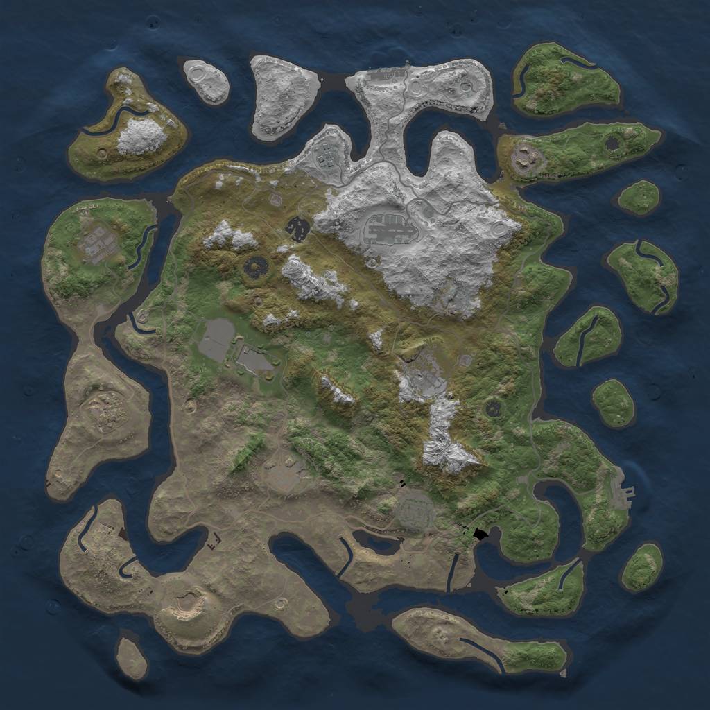 Rust Map: Procedural Map, Size: 4500, Seed: 7834875, 19 Monuments