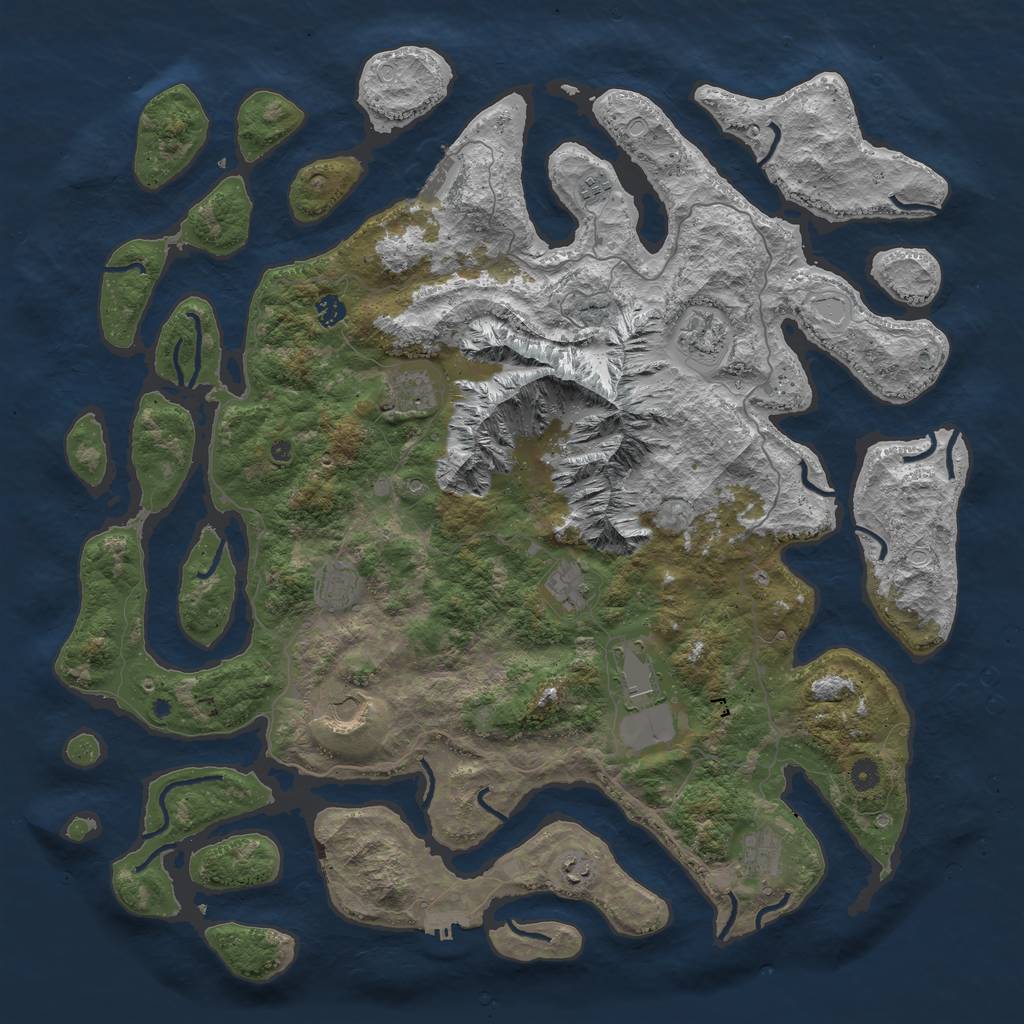 Rust Map: Procedural Map, Size: 5000, Seed: 2104649800, 18 Monuments