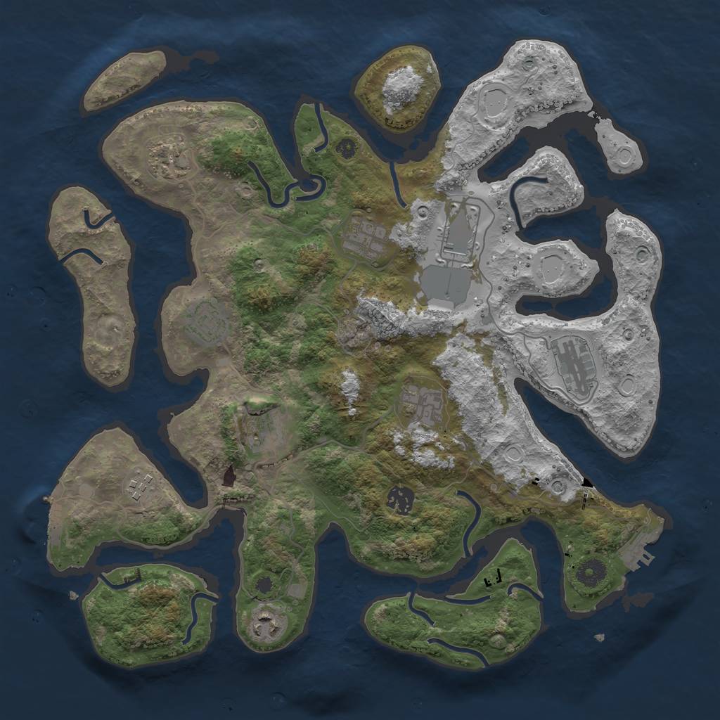 Rust Map: Procedural Map, Size: 3800, Seed: 9134511, 18 Monuments