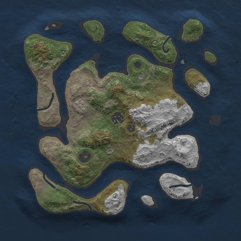 Rust Map: Procedural Map, Size: 3000, Seed: 841299229, 8 Monuments