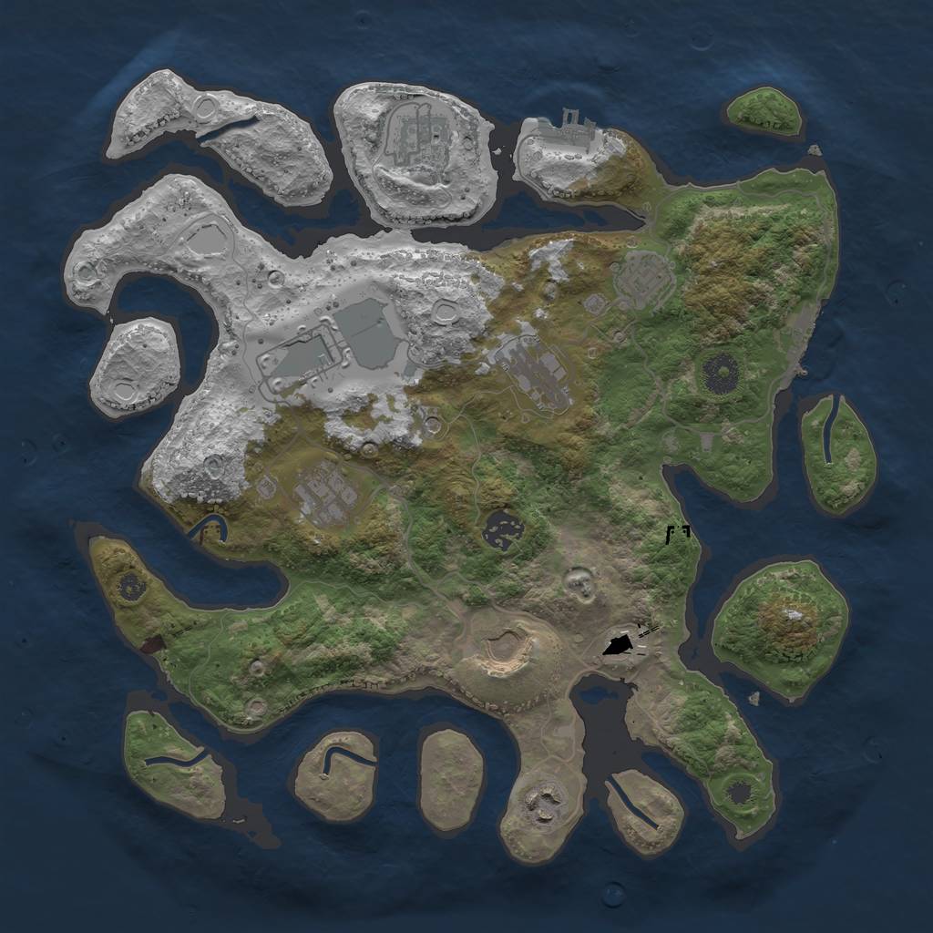 Rust Map: Procedural Map, Size: 3600, Seed: 1450901395, 17 Monuments
