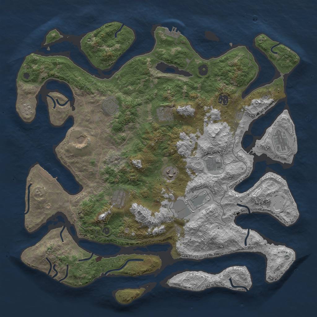 Rust Map: Procedural Map, Size: 4500, Seed: 41806, 18 Monuments