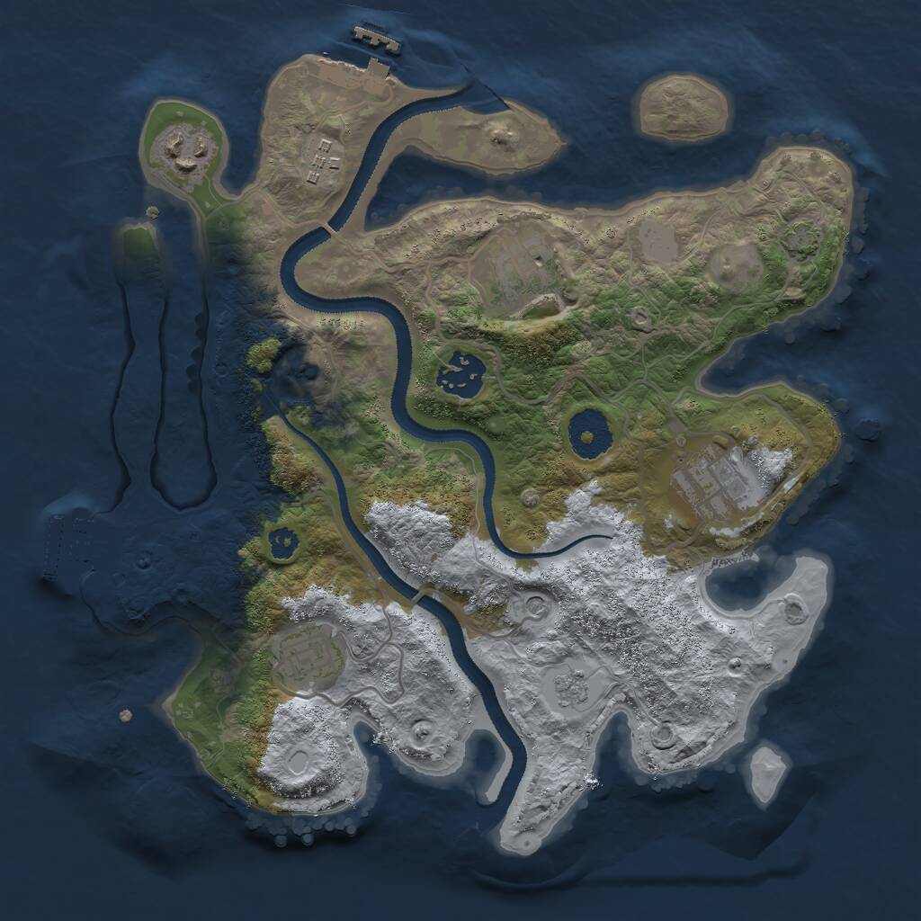 Rust Map: Procedural Map, Size: 3000, Seed: 392393693, 12 Monuments