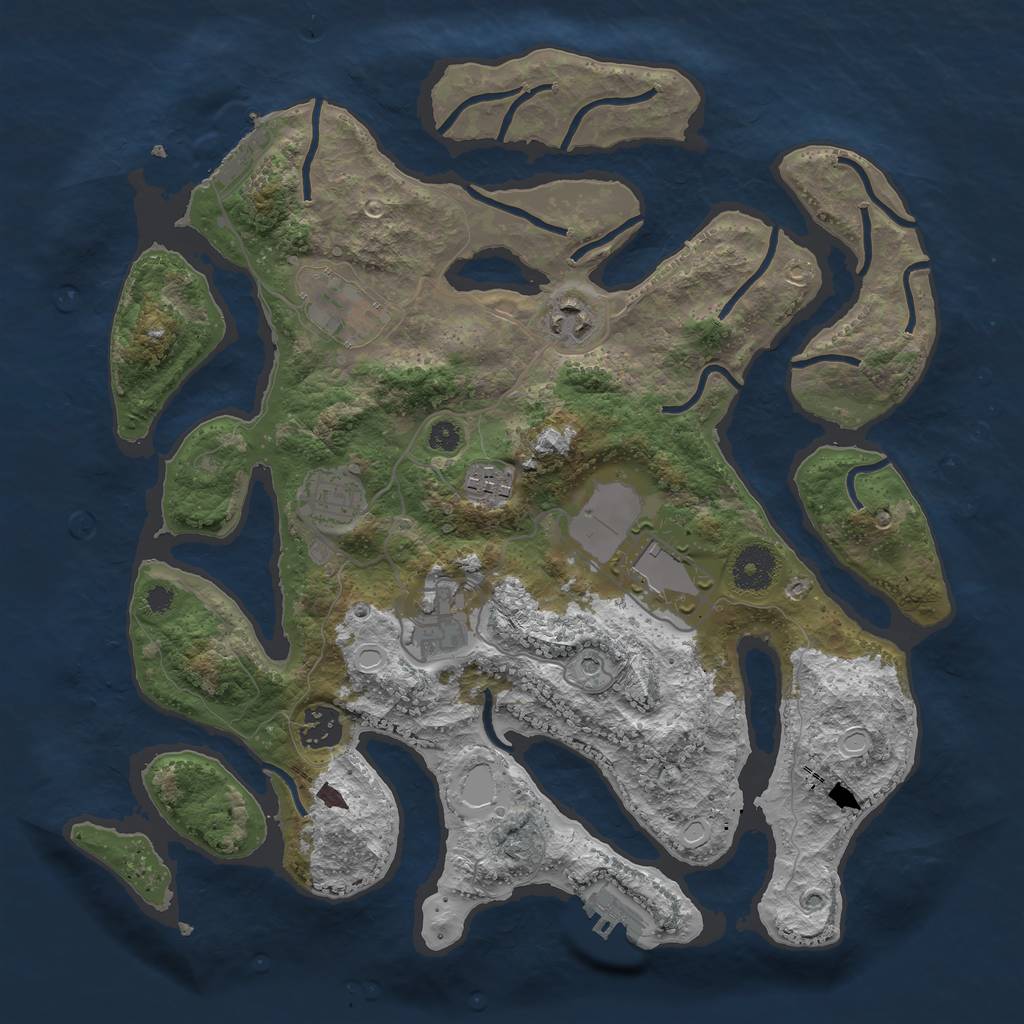 Rust Map: Procedural Map, Size: 3500, Seed: 976407534, 15 Monuments