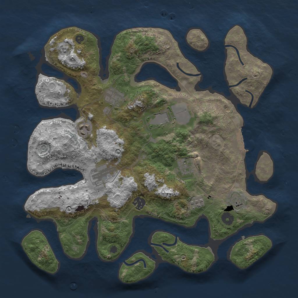 Rust Map: Procedural Map, Size: 3600, Seed: 1869411295, 15 Monuments