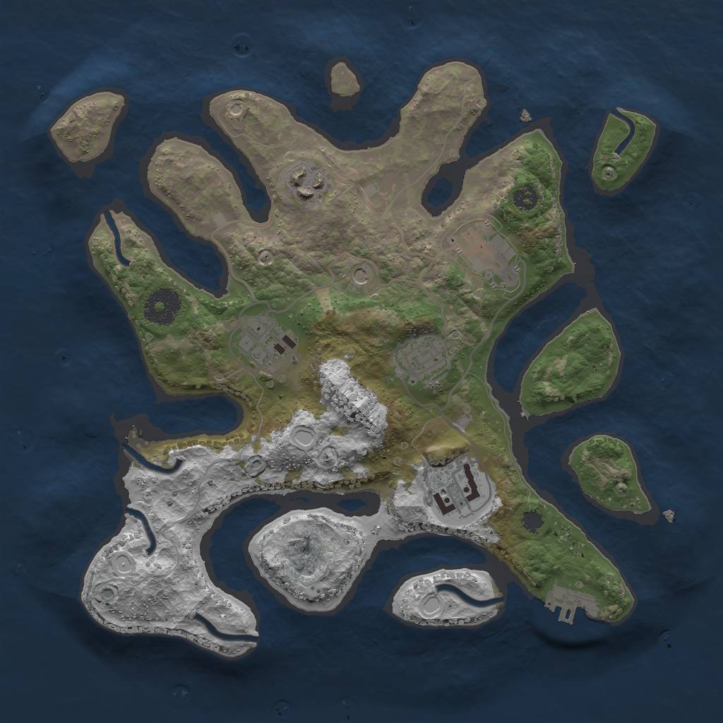 Rust Map: Procedural Map, Size: 3000, Seed: 892033358, 12 Monuments