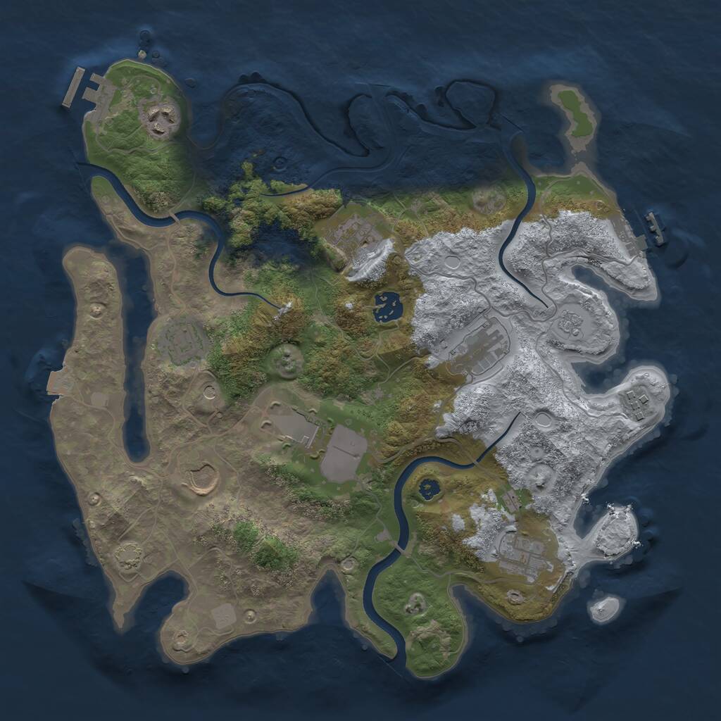 Rust Map: Procedural Map, Size: 3500, Seed: 1322231, 15 Monuments