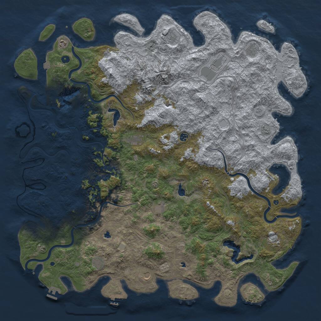 Rust Map: Procedural Map, Size: 6000, Seed: 1057606853, 17 Monuments