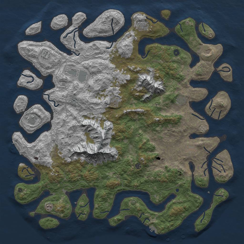 Rust Map: Procedural Map, Size: 6000, Seed: 1329819845, 19 Monuments