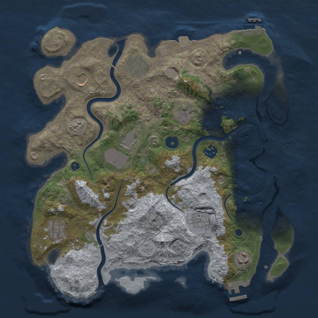 Rust Map: Procedural Map, Size: 3700, Seed: 1891041096, 15 Monuments