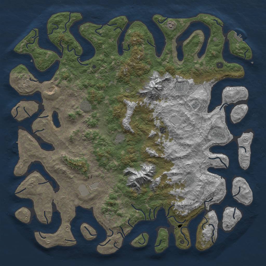 Rust Map: Procedural Map, Size: 6000, Seed: 33333333, 19 Monuments