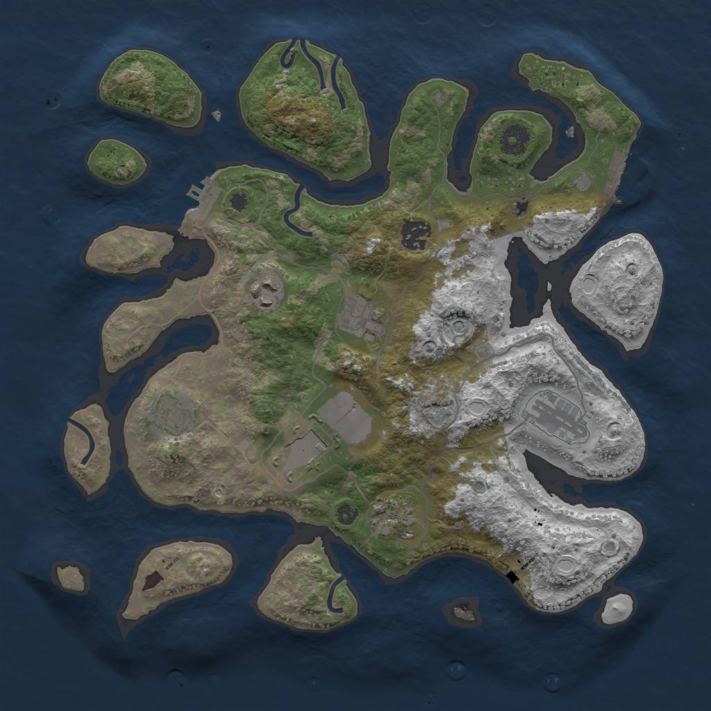 Rust Map: Procedural Map, Size: 3500, Seed: 322407734, 15 Monuments